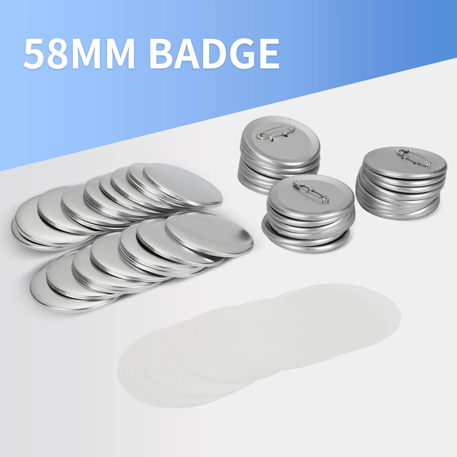58mm / 2.28-inch fridge magnets, badges accessories, and special consumables for button maker machines and pin maker machines.
