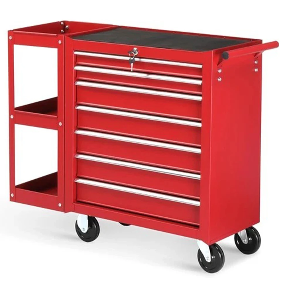 OEM 7 Drawer Steel Wheeled Tool Cabinet With Wheels For Tool Storage