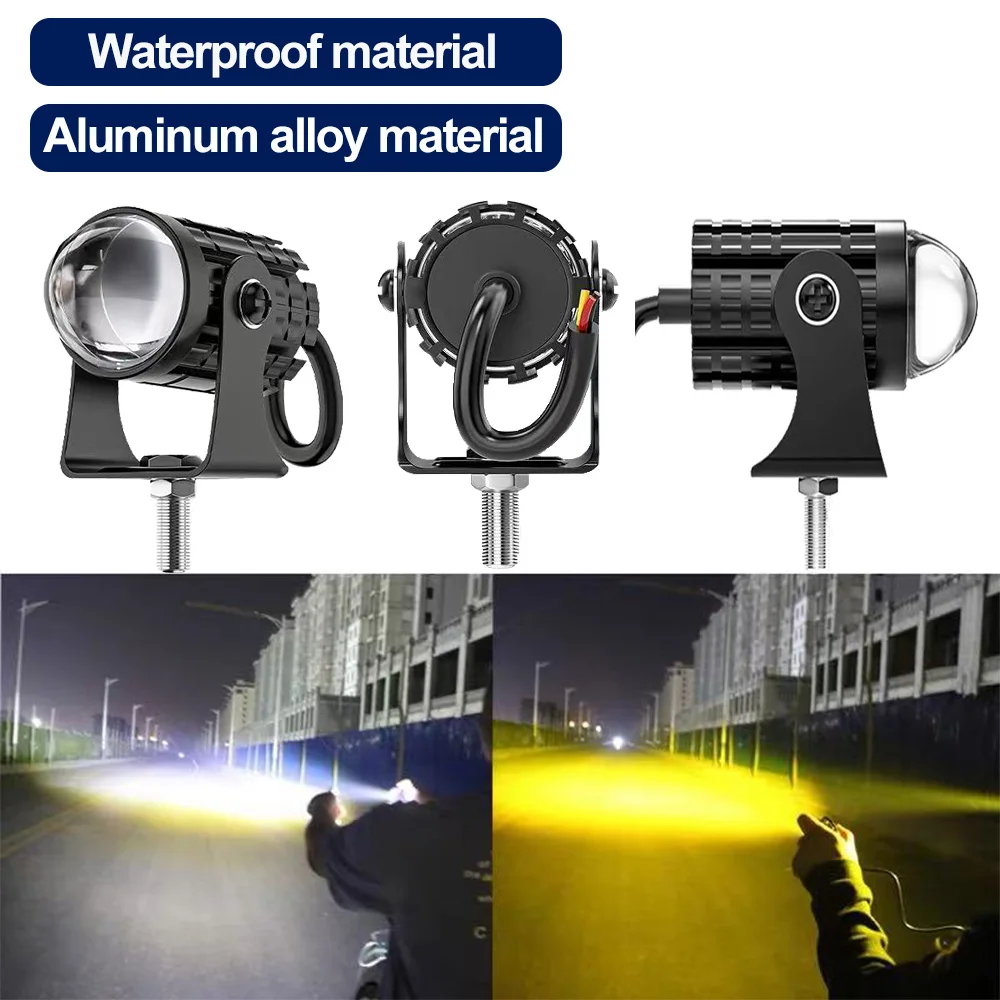 

Motorcycle Spotlights Dual Color Accessories Fog Lights Motorcycle For Auxiliary Spotlight Lamp Accessories Headlight mile