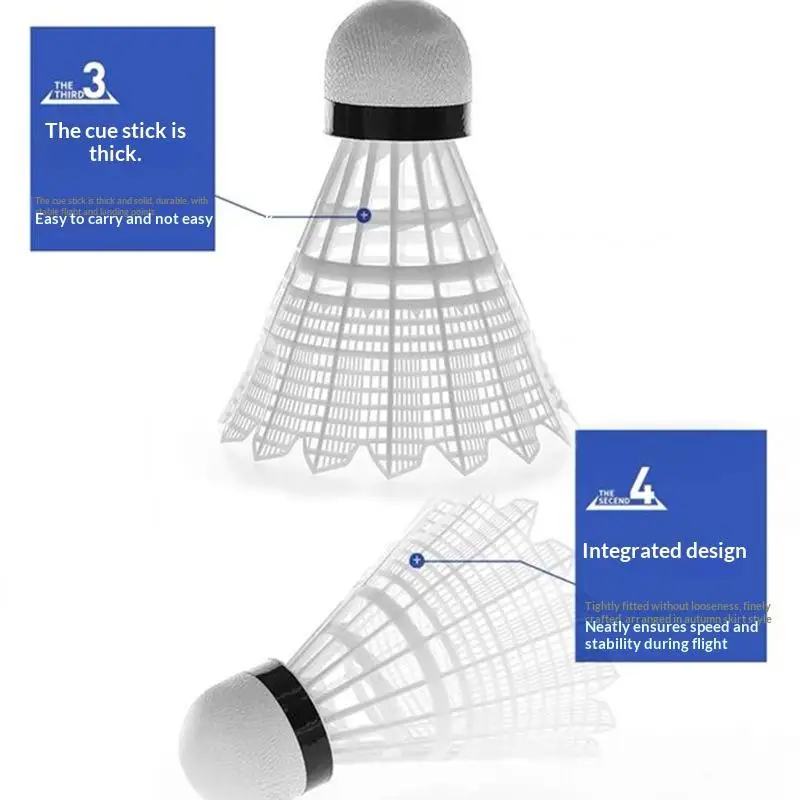 Gelbe, strapazierfähige Badminton-Federbälle aus Nylon, 3/6/12 Stück, für Kinder, Erwachsene, zum Training zu Hause, für Anfänger und zum Üben von Badminton. – Detail 10
