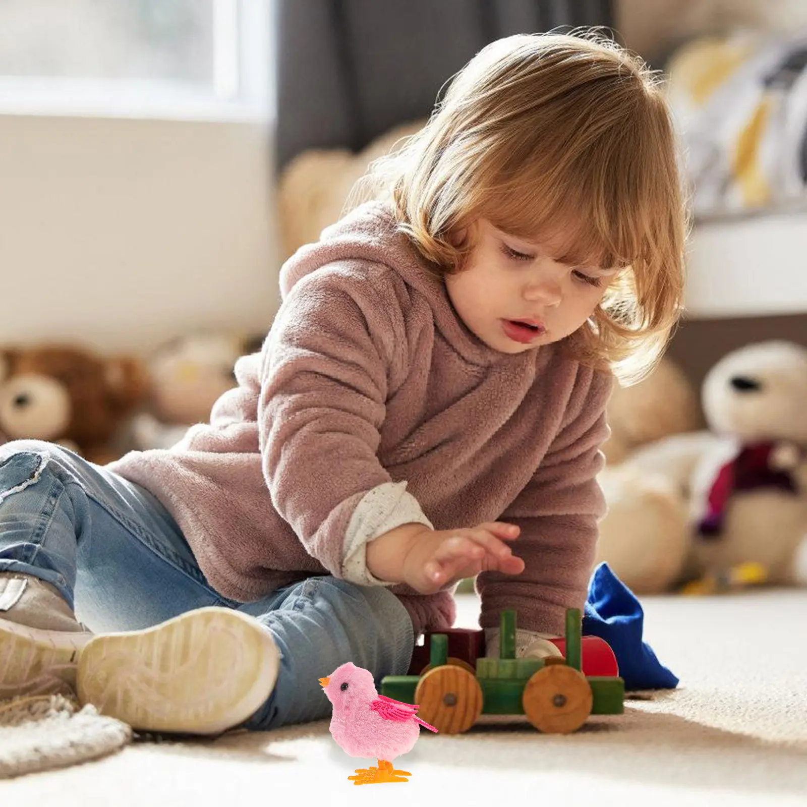 

Набор из 5 заводных цыплят: Мягкие реалистичные цыплята для детских развлечений, игрушки для вечеринок, ручные прыгающие животные для детских игр