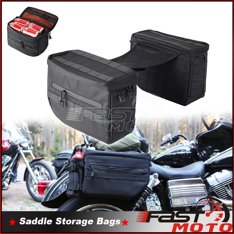 Saddle Bags Motorcycle Side Tool Luggage Saddlebags T-bar Handlebar Bag For Halrey Sportster XL 883 1200 R/C/X/N Custom Classic