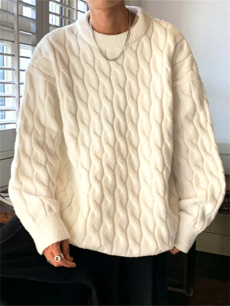 

Мужской вязаный свитер в стиле ретро Гонконг, весна-осень, комфортный, больших размеров, с круглым вырезом, для ношения под одеждой, в стиле кэжуал, модный