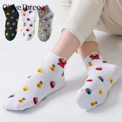 Women Cute Cartoon Expression Short Ankle Socks Happy Fashion Girls Funny Eared Lovers' Cotton Sokken Dropship