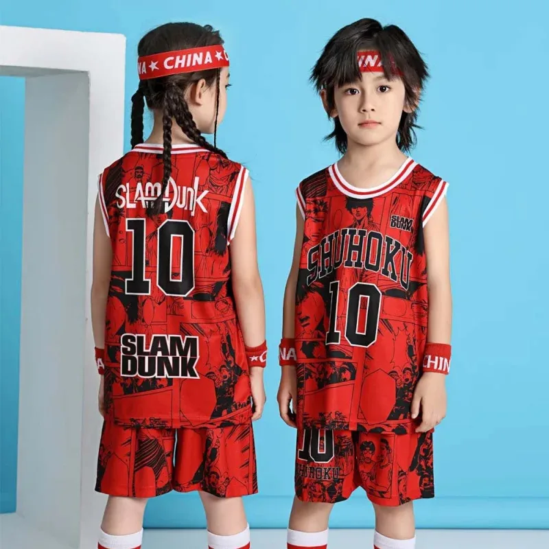 Traje de Cosplay del equipo de baloncesto escolar Shohoku de Anime para niños y niñas, conjuntos de ropa deportiva Sakuragi Hanamichi, trajes de Jersey para niños de 2 a 14 años