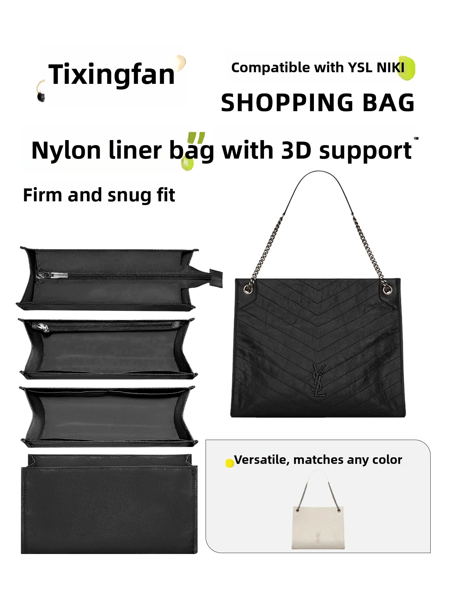 tixingfan-niki-ショップバッグインナーナイロン収納ポーチ防水適度な重量容量キューブ型オーガナイザーショッピングバッグ用