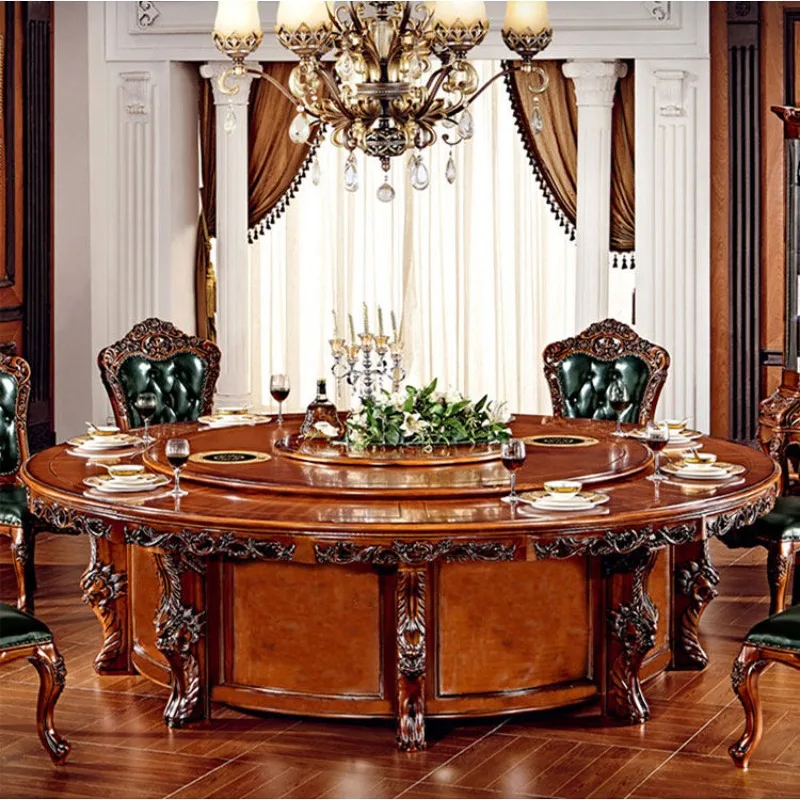 All solid wood dining table old round dining table hotel clubhouse oversized dining table
