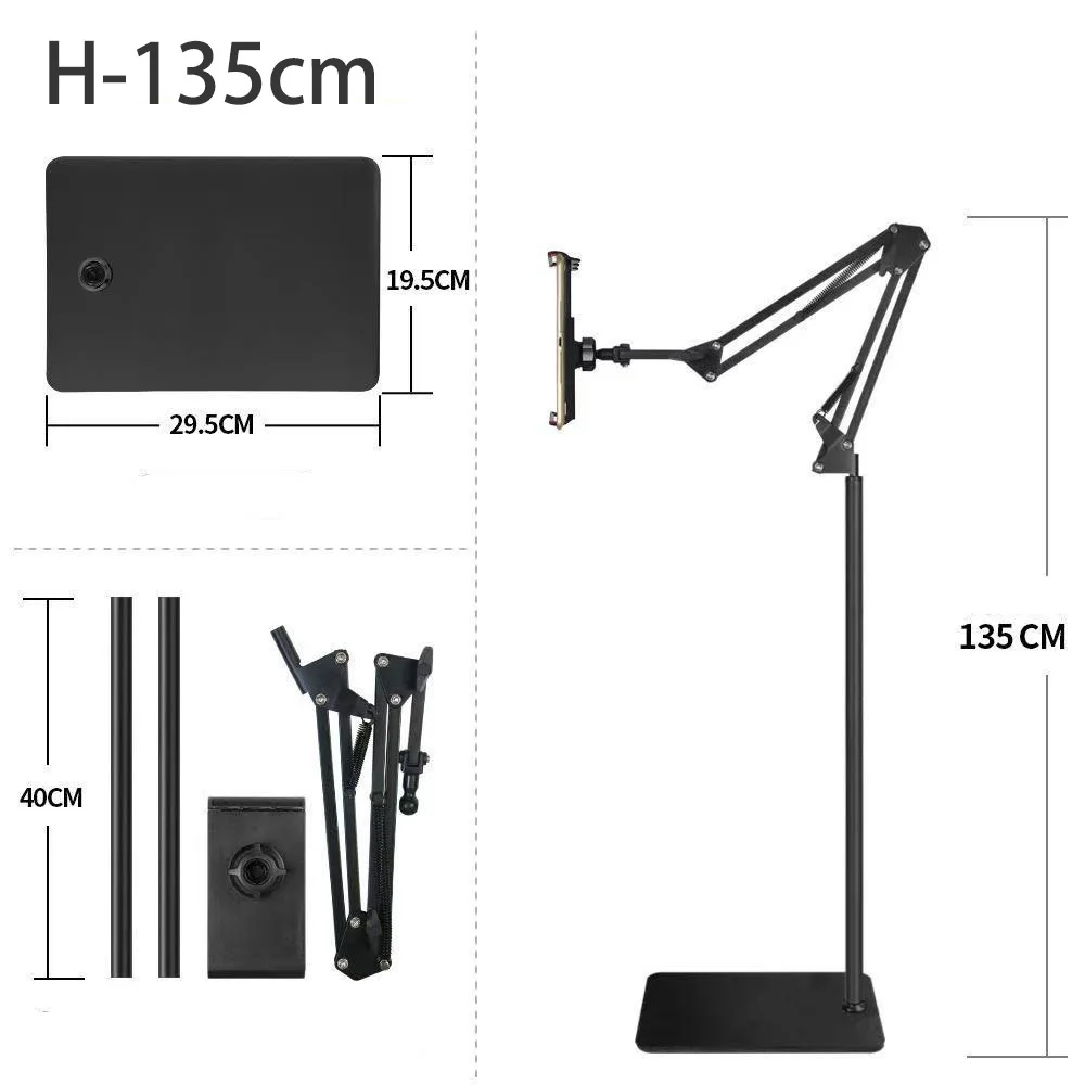 360 °   Tablet-vloerstandaard Vloerstaande houder voor mobiele telefoons Statiefstandaard Draaibare houder voor 4-12,9 inch iPad iPhone