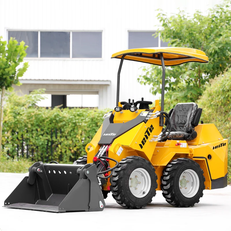 mini wheeled slip loader Agricultural mowing and snow removal four-drive hydraulic loader with auxiliary tools and certificates