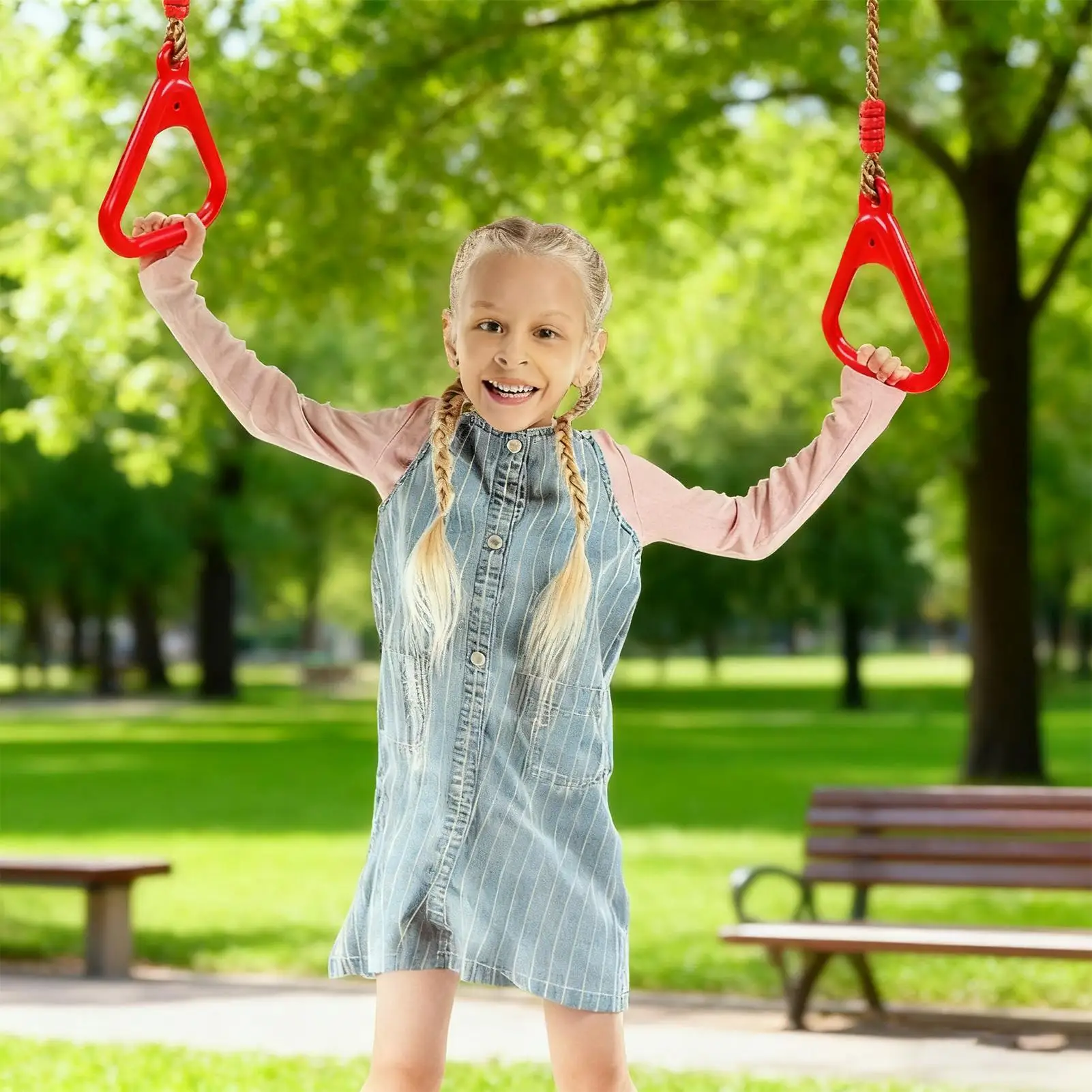 

Gym Rings Non-Slip Adjustable Workout Equipment Full Body Pull-up Training Rings For Youth Boys Girls Kids Outdoor Playground