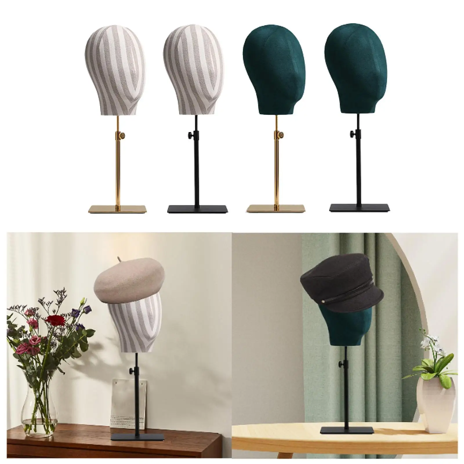 

Mannequin Head Stand Adjustable Height Fashion Hat Holder Model Holder for Wigs