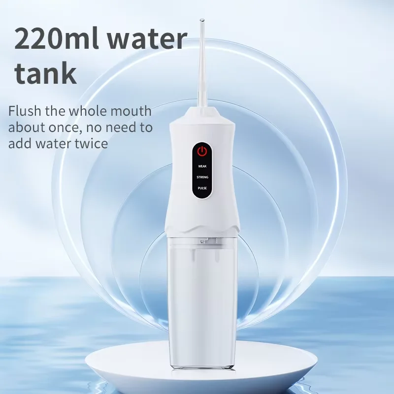 Oral Irrigator Portable Dental Water Flosser USB Rechargeable Water Jet Floss Tooth Pick 4 Jet Tip 220ml 3 Modes IPX7 1400rpm