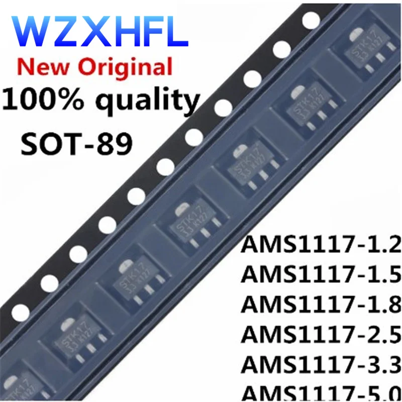 20Pcs SOT89 AMS1117 AMS1117-ADJ AMS1117-1.8 AMS1117-1.2 AMS1117-5.0 AMS1117-2.5 AMS1117-3.3 AMS1117-1.5 SOT-89