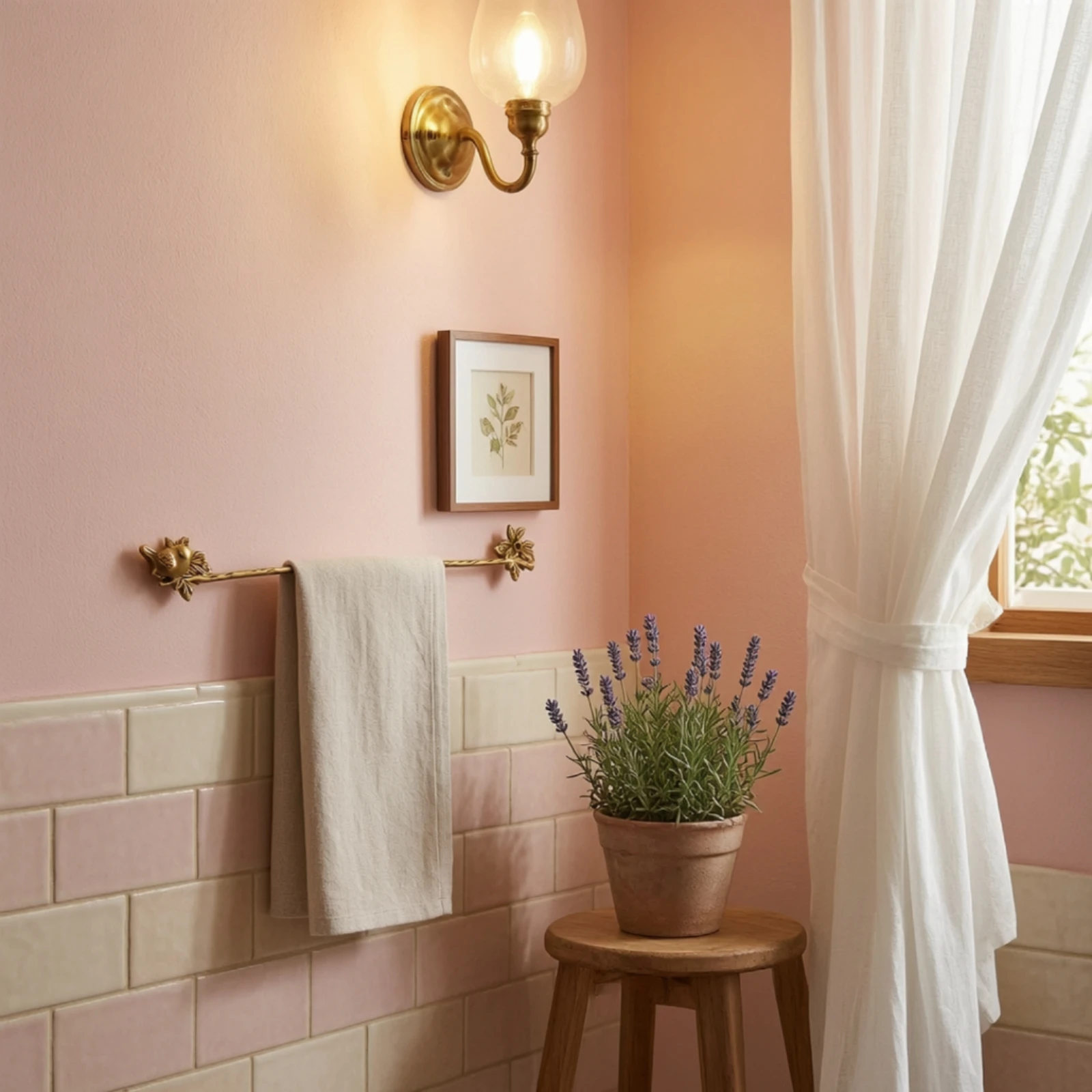Towel Bar with Bird Motif Vintage-Style Towel Rod with Floral Motif Hardware Decorative Sturdy for Bathroom, Powder Room