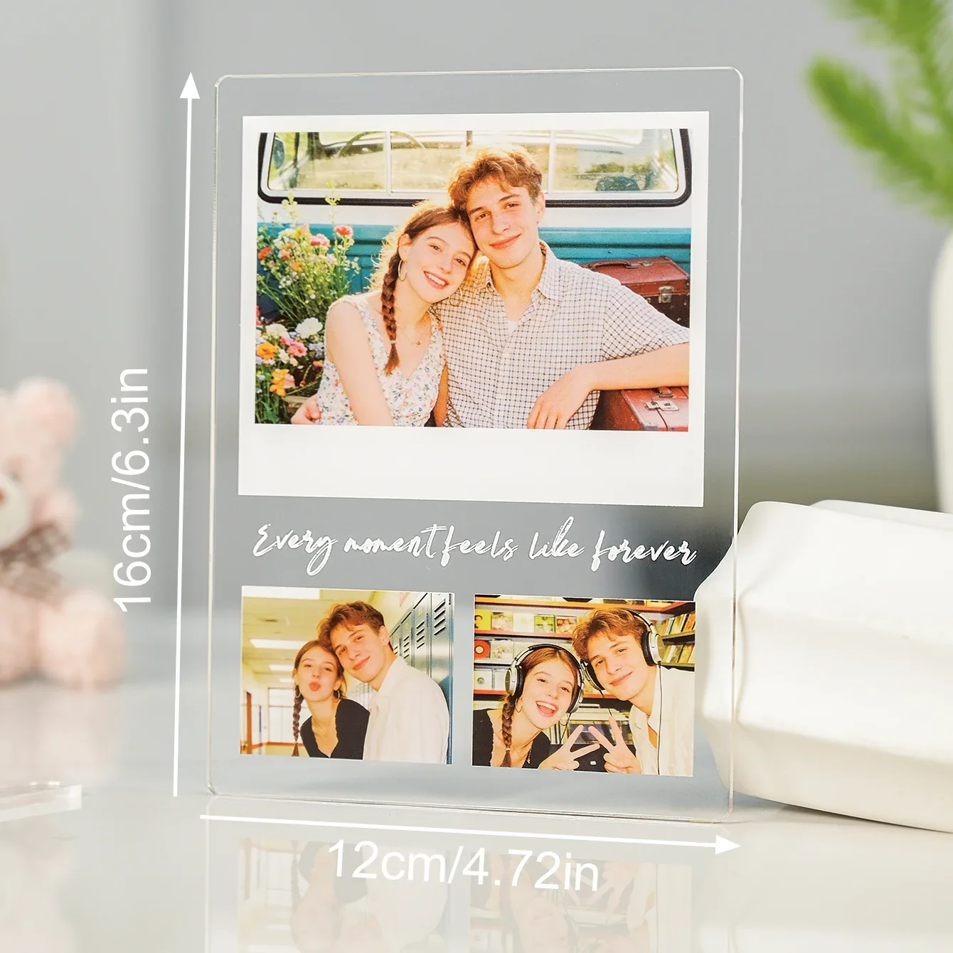 Customized Collage Acrylic Photo Plaque，Multiple Photos Text Custom Desktop Photo Stand，Couple Valentine Anniversary Gift