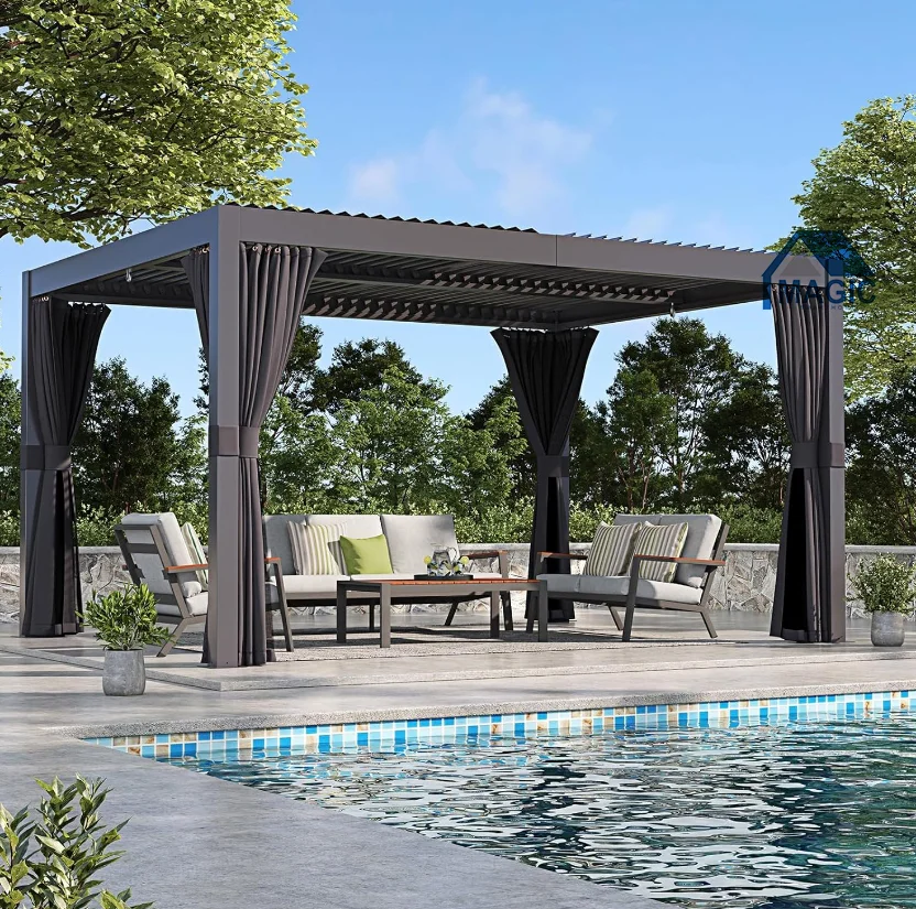

Роскошные алюминиевые садовые беседки и перголы с металлической крышей-жалюзи для улицы