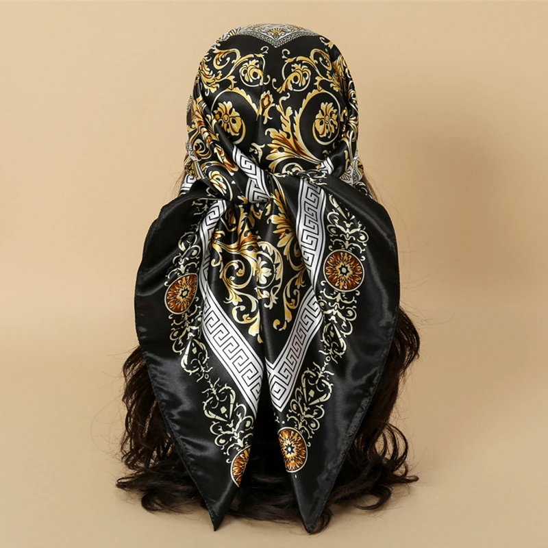 Foulard Bandana De Marque Rétro Pour Femme, Motif bohème, Carré, Hijab, Bande Ronde, Silencieux, 90x90cm, Nouvelle Collection