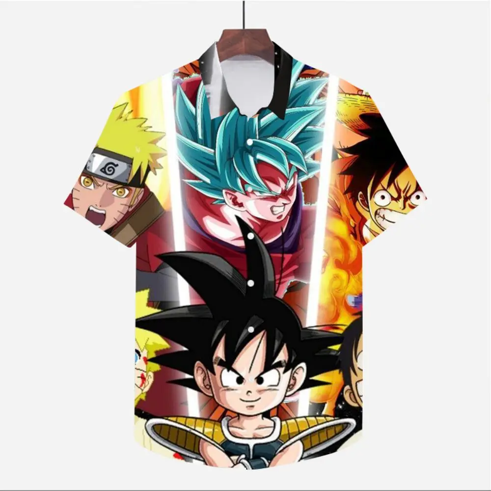 Roupas masculinas viagem à beira-mar dragon ball z camisa anime verão streetwear estilo praia goku vegeta bonito 5xl oversized legal harajuku