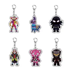 6Pcs Fortnite Popular Cartoon Game Acrylic Double-sided Keychain Backpack Decoration Accessories Neutral Party gifts