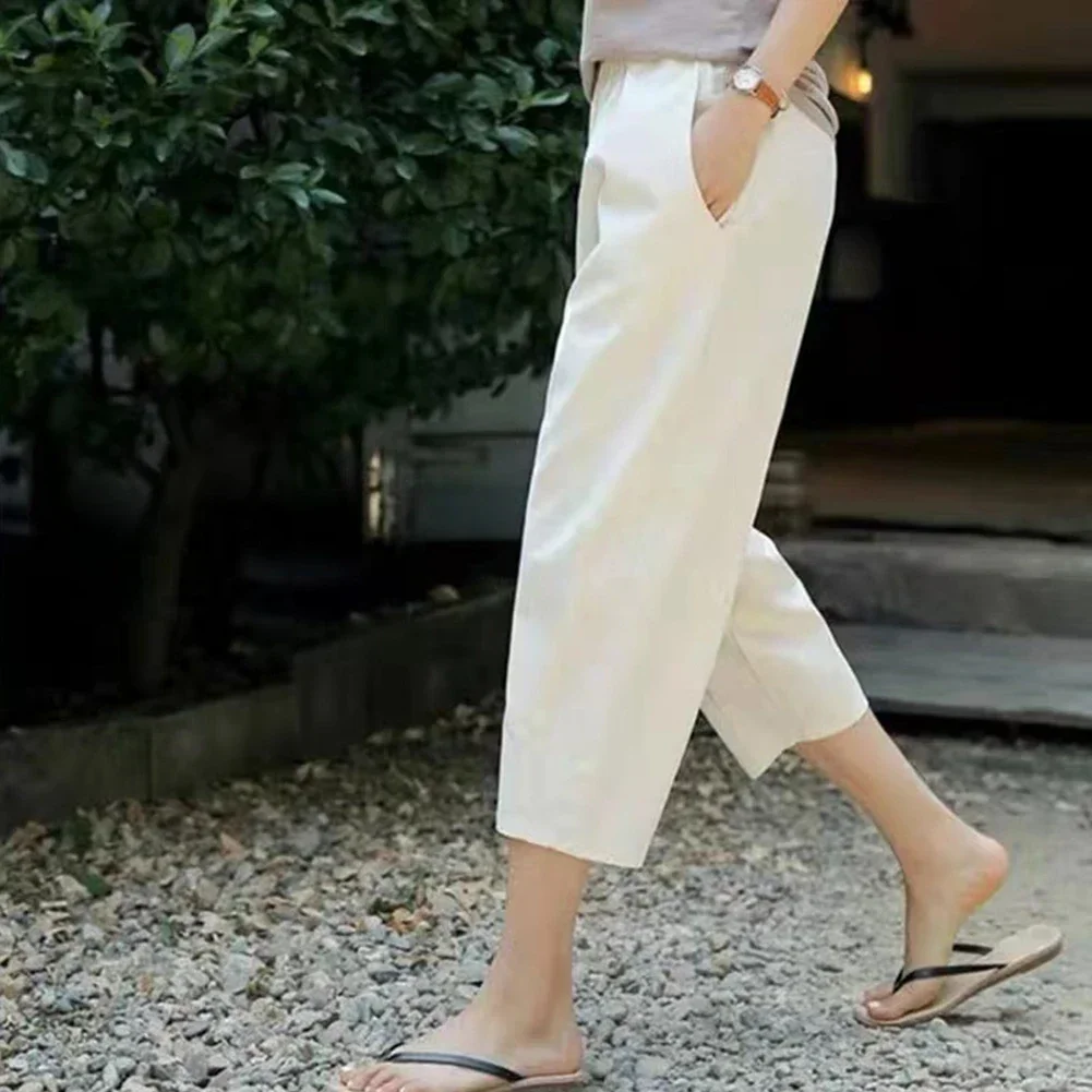 Trousers Pants Women Summer Crop Pants Carrot Pants Casual Loose Korean Pleated Pants Solid Color Trousers Brand New Casual