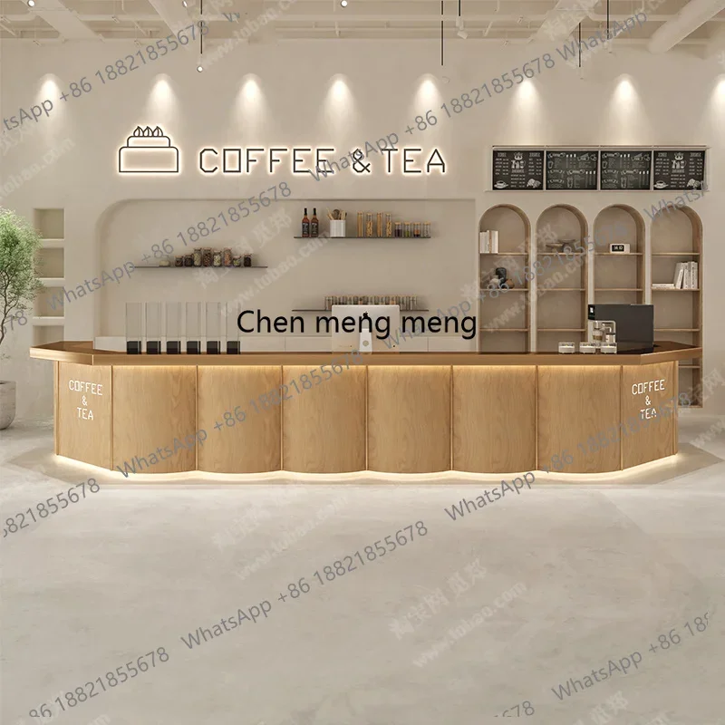 Light luxury beauty salon bar counter Simple modern cream style cafe Beauty salon front desk Dental hospital reception desk