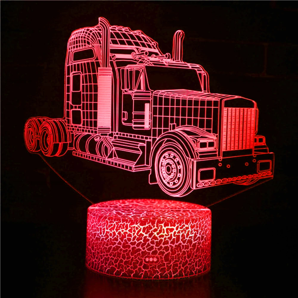 Nighdn Truck 3D Bedside Lamp Illusion Night Light 7 Colors Changing Kids Bedroom Décor Birthday Gift Present for Boy Men Baby