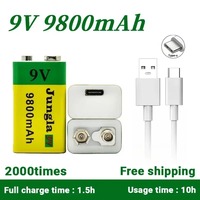 9V 9800mAh Li-Ion Rechargeable Battery Micro USB Lithium for Multimeter Microphone Toy Remote Control KTV Use