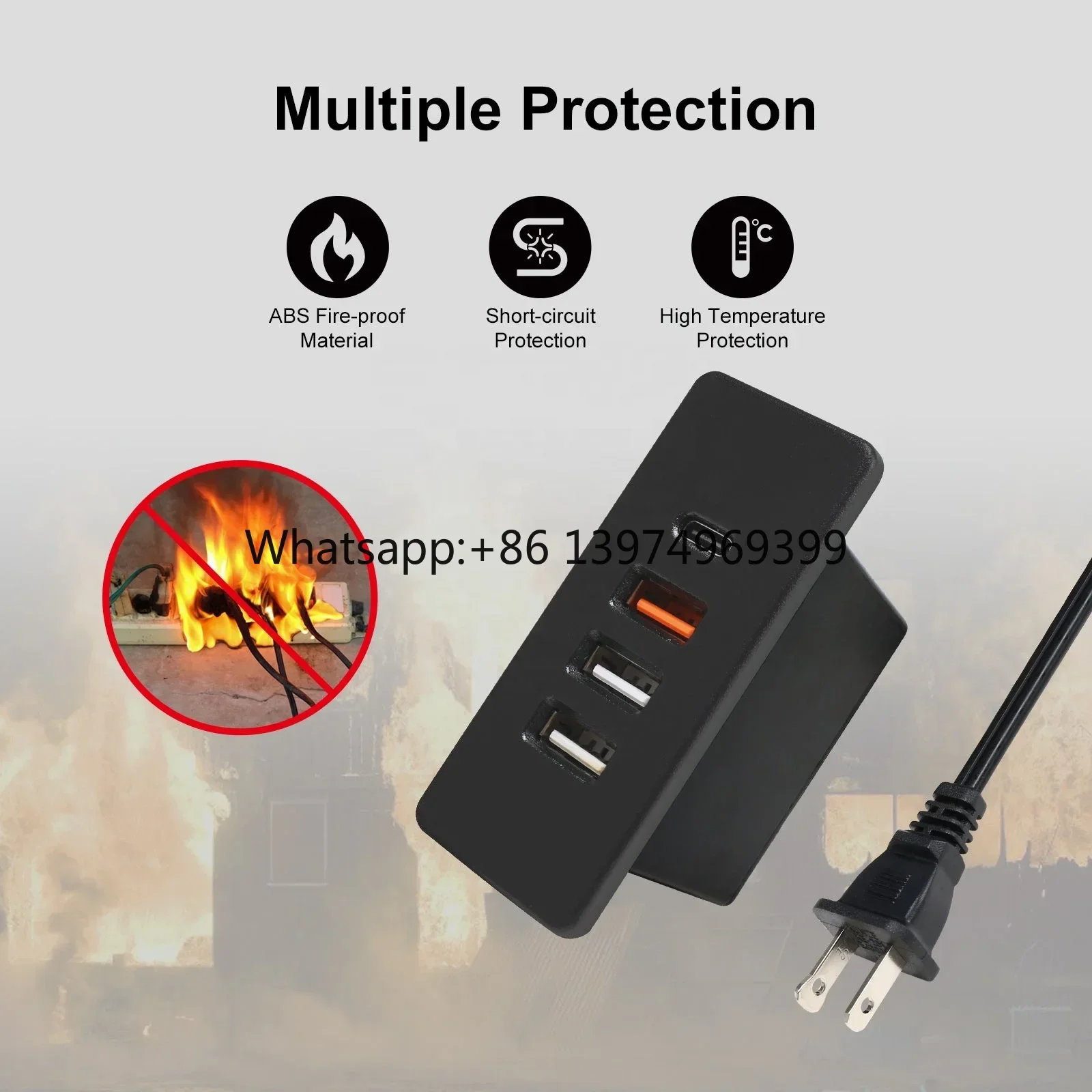 Powered USB C Hub Socket Recessed USB C Power Strip Outlet with Fast Charge 4 USB Ports 20W Mounted Into Bed Desk Table Sofa fac