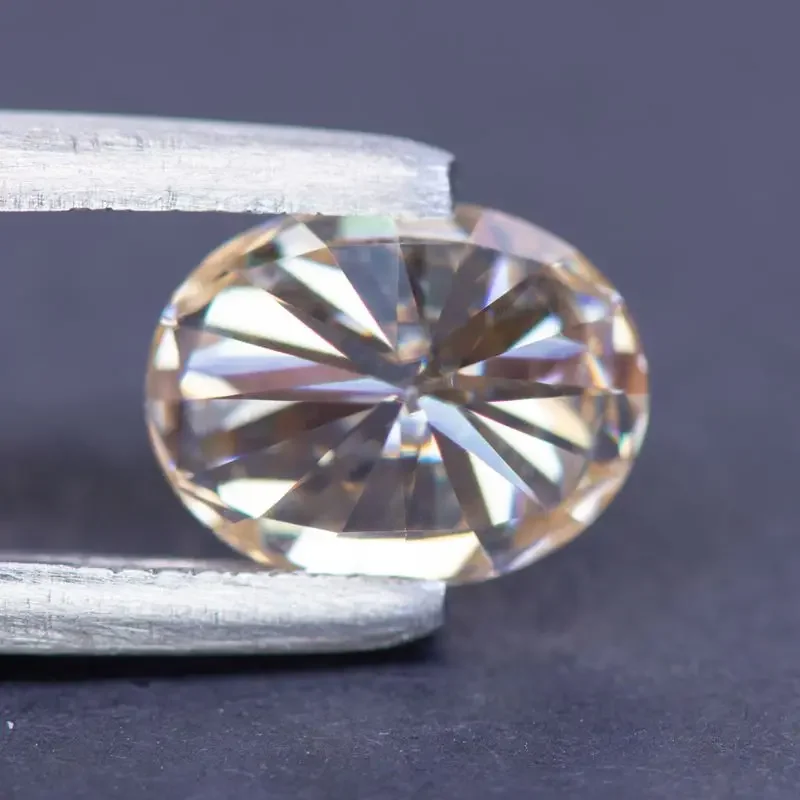 Moissanite Oval Shape Tea Yellow Primary Color Top Quality for DIY Jewelry Making Necklace Rings Materials with GRA Certificate