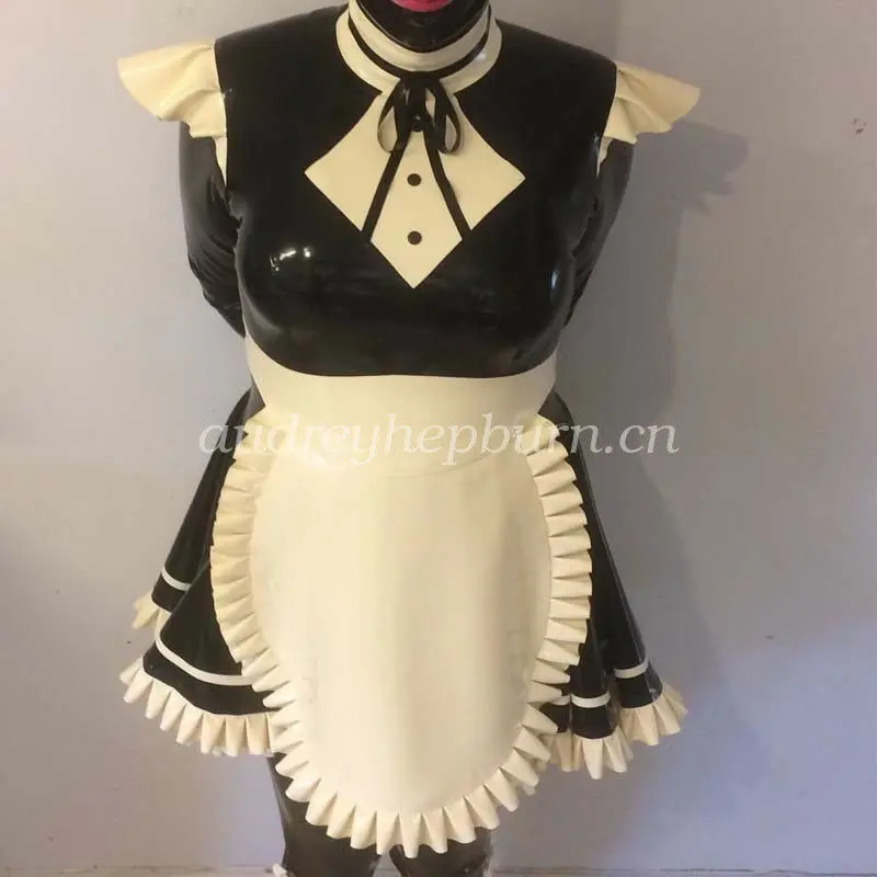 

100% New Latex Rubber Fancy Ball Skirt Masquerade Maid Costume Size XXS-XXL