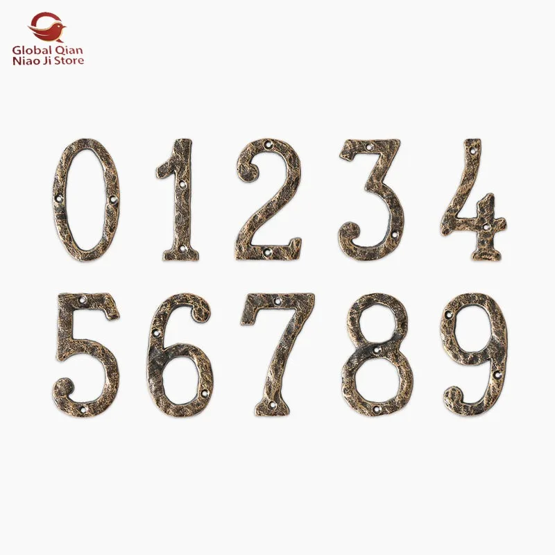 Black Gold Large Cast Iron Forged Digital House Numbers Decorative Phone Numbers for Bars and Homestays Wall Decor