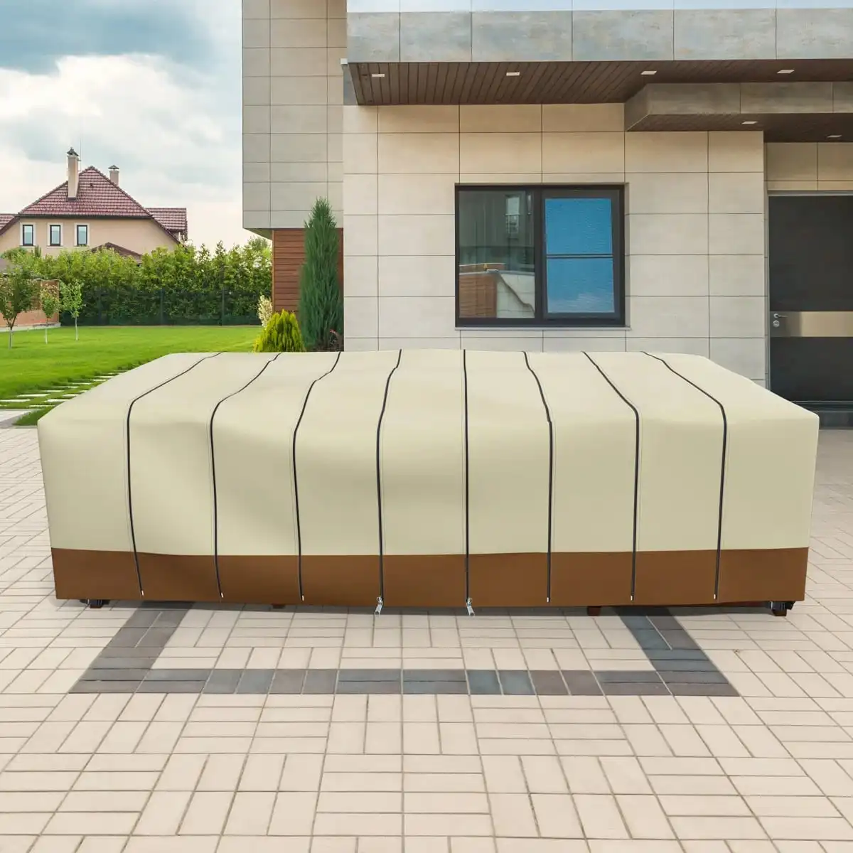 Waterproof Outdoor Sectional Sofa Set Cover UV Dust Wind Resistant Garden Patio Furniture Table Sofa Protective Cover for L Shap