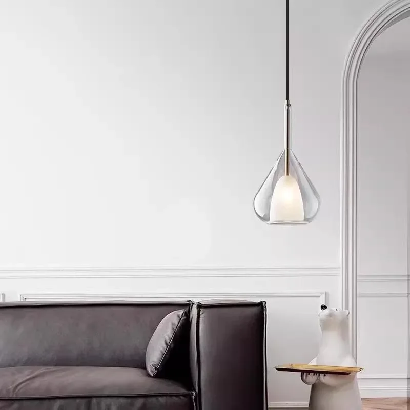

SANDYHA Modern French Glass Pendant Light Chandelier for Dining Room Living Room Bedroom Elegant Indoor LED Lighting Fixtures