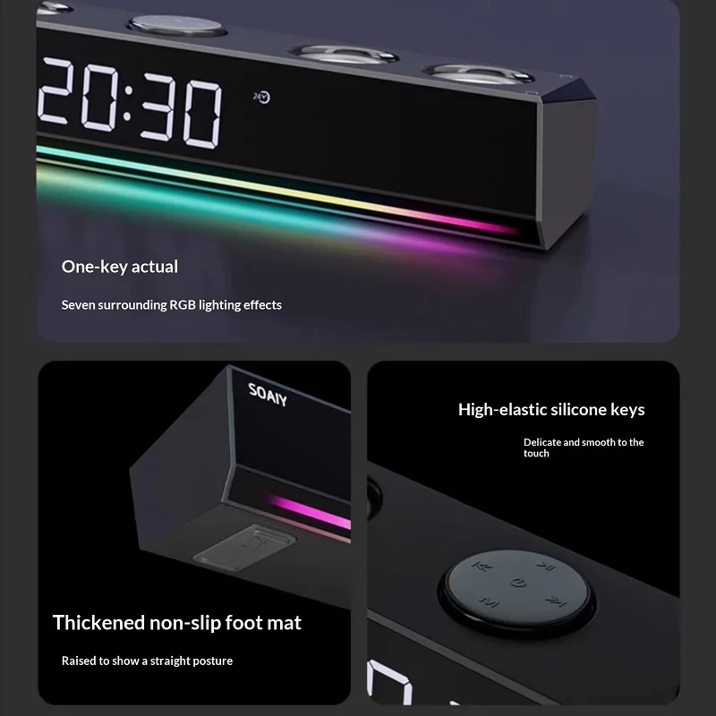 4-Driver Bluetooth Soundbar Wireless/AUX PC Gaming Speaker with Powerful Bass Hi-Fi Audio for Desktop Setup TV Computer Esports