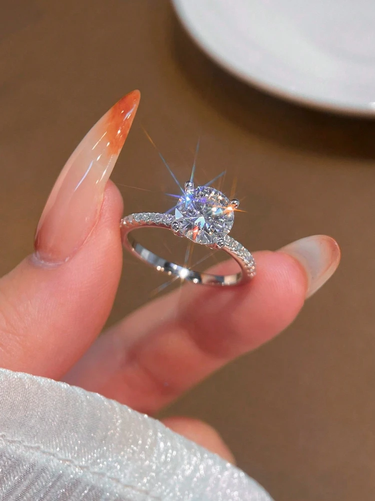 

KNB 1-5ct Moissanite Diamond Rings for Women Big Solitaire Wedding Real 925 Sterling Silver Luxury Design Fine Jewelry