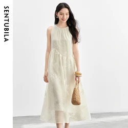 SENTUBILA Women Summer Dress 2026 Elegant Ladies Sundress Embroidery Sleeveless Holiday Vacation Long Dresses Woman 151L58207