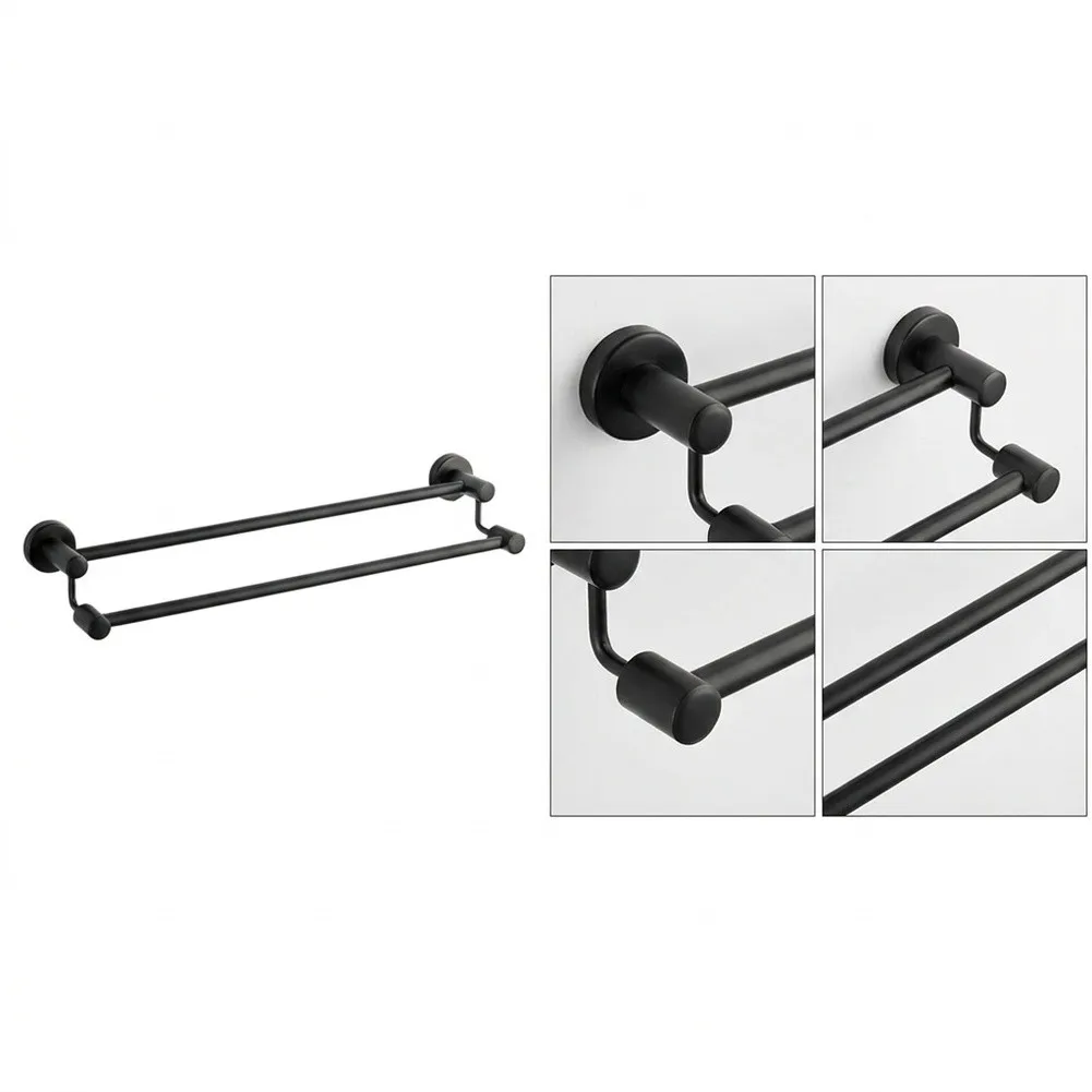Modern Double Towel Rail Bracket Smooth Finished Moisture Resistant Bathroom Storage Holder Hanging Support For Four Bath Towels