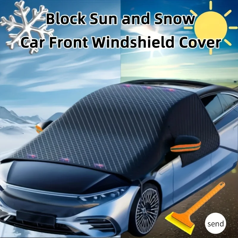 1Pc Car Front Windshield Snow & Sun Shield, Extra Large Moisture-Proof, Thickened Aluminum Foil Sunshade, Four Seasons Universal