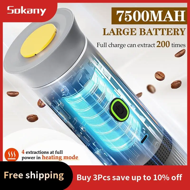 

HIM-3-In-1 Portable Espresso Machine Rechargeable Self-Heating Car Coffee Machine Suitable For RV, Hiking, Office