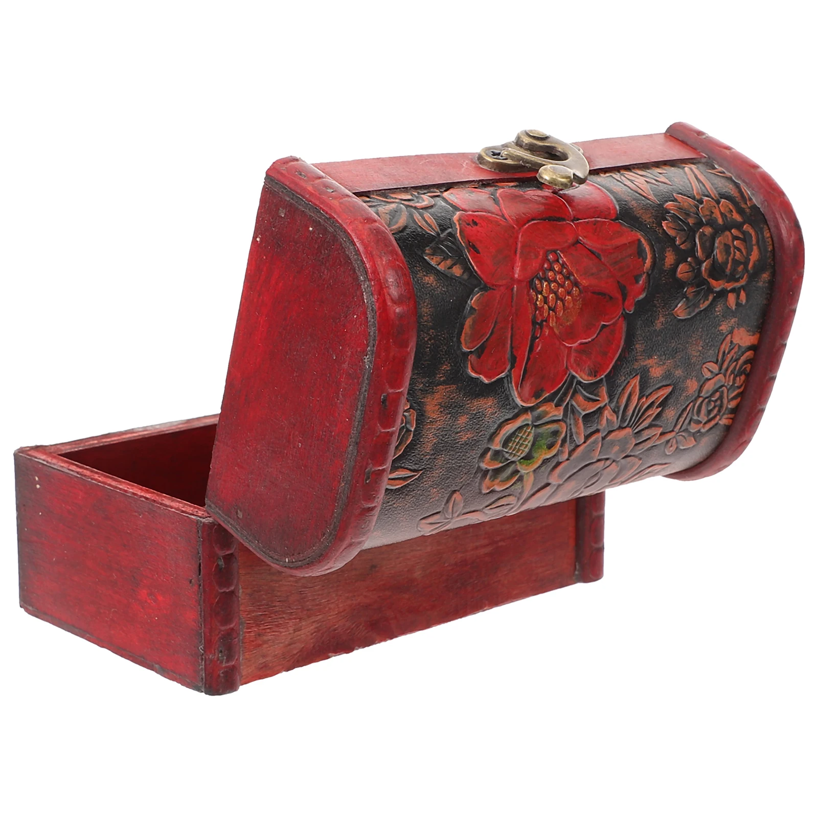 

Wooden Storage Box 15CM Mountain Tea Flower Vintage Yellow Small Size Jewelry Holder Wood Box Treasure Chest Wooden Prop