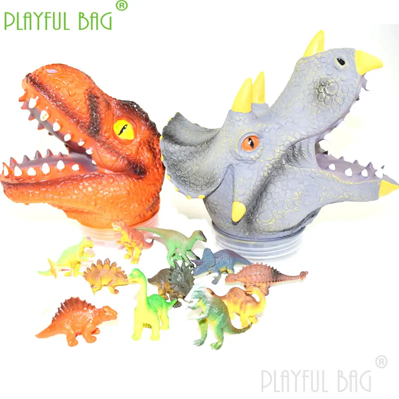 PLAYFUL BAG Boy's funny toy simulation dinosaur head puppet model toy set early education educational toy action figures XD19