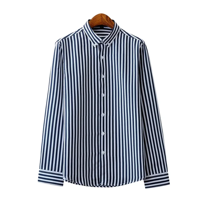 Camicie semplici Camicia maschile Camicie da uomo eleganti di lusso Abiti popolari coreani Camicia a maniche lunghe Abbigliamento uomo Moda uomo a righe