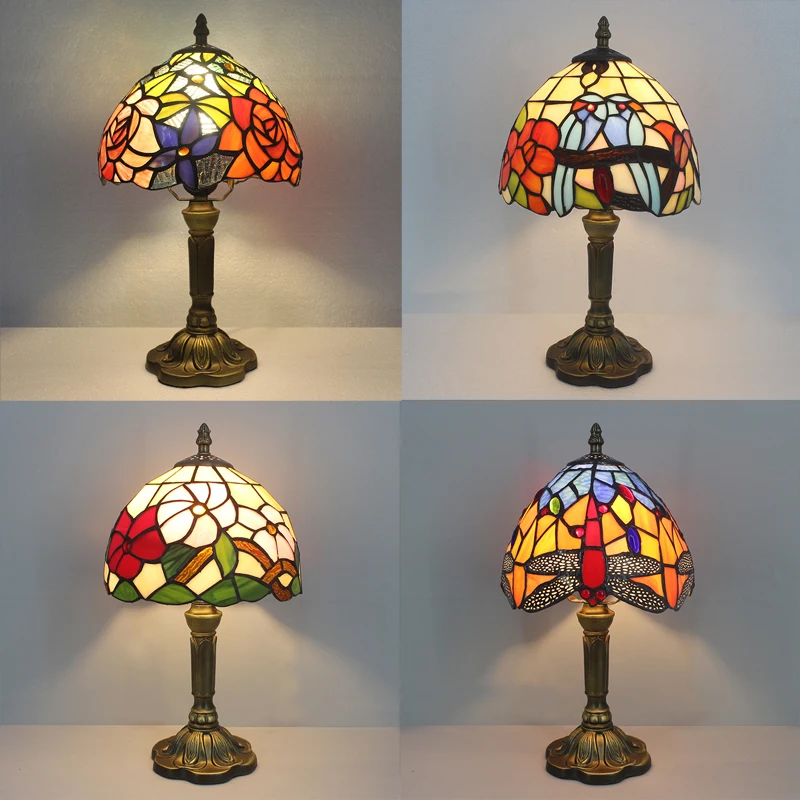 

Tiffany Retro Stained Glass Table Lamp Mediterranean Vintage Turkish Mosaic Desk Lamps Bedroom Nightstand Living Room Decoration