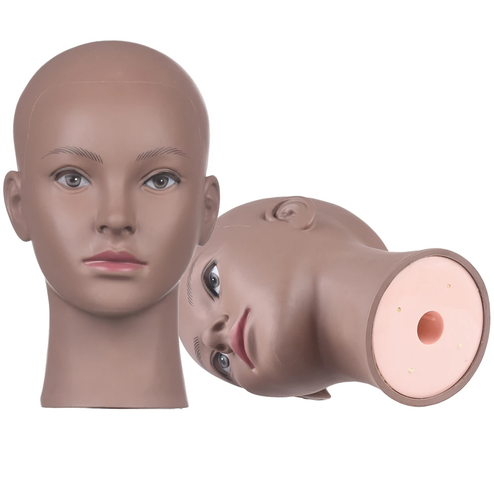 Bald Mannequin Head Brown Female/Male Professional Cosmetology For Wig Making, Display Wigs, Eyeglasses, Hairs