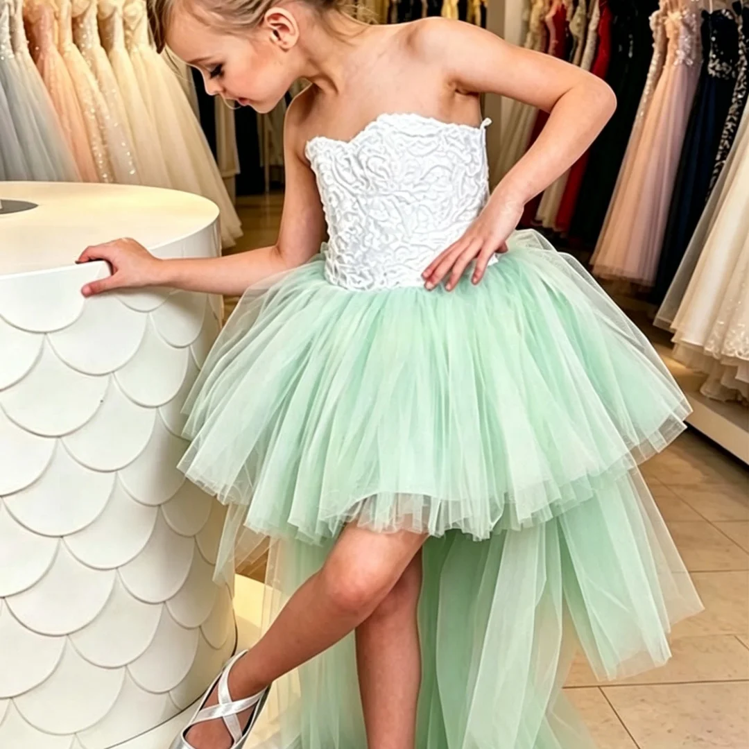 Custom Vintage Girl's First Communion DressPeter Pan Collar High-Waist Princess Wedding Flower Girl Dresswith Sleeves Party Dr