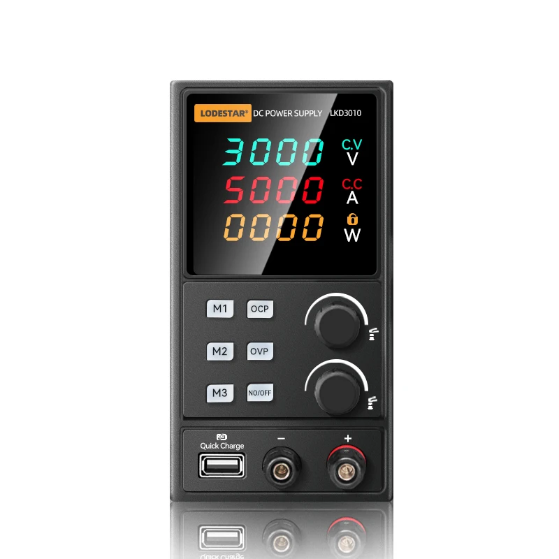 Fonte de Alimentação DC LODESTAR com Suporte para Carregamento USB e Armazenamento de Dados, Display LED de Quatro Dígitos, Fonte de Alimentação DC LKD3010 30V10A