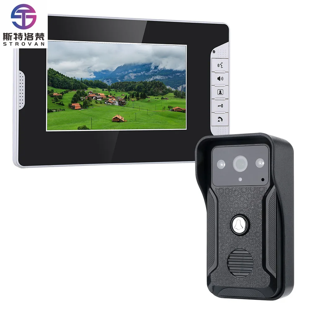 Sistema de videoportero de 7 ", timbre de visión nocturna IR 700tvl, puerta impermeable, desbloqueo para casa, apartamento, videoportero