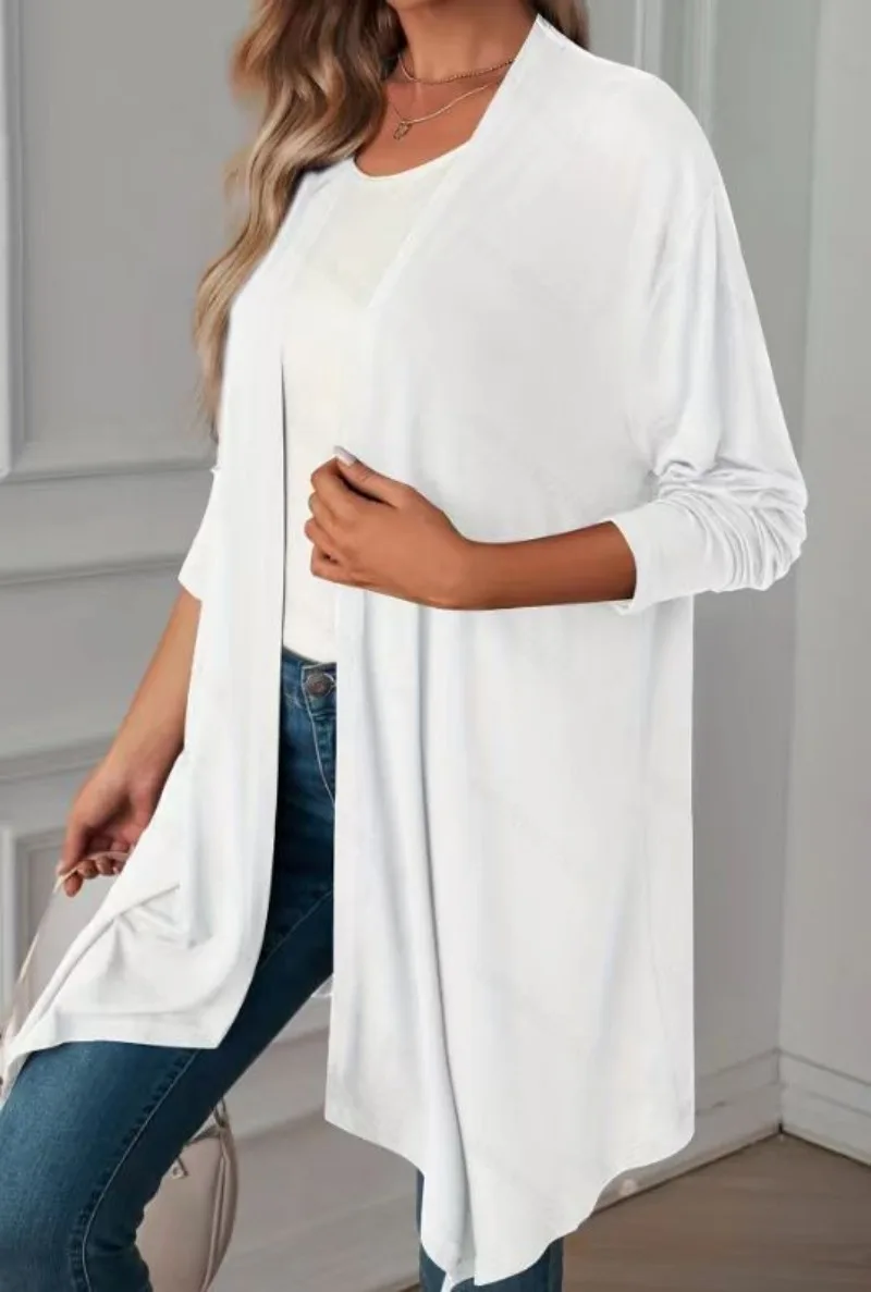 Plus Size 1XL-5XL Lente Dames Nieuwe Effen Kleur Modieus Temperament Vest met lange mouwen Lange top