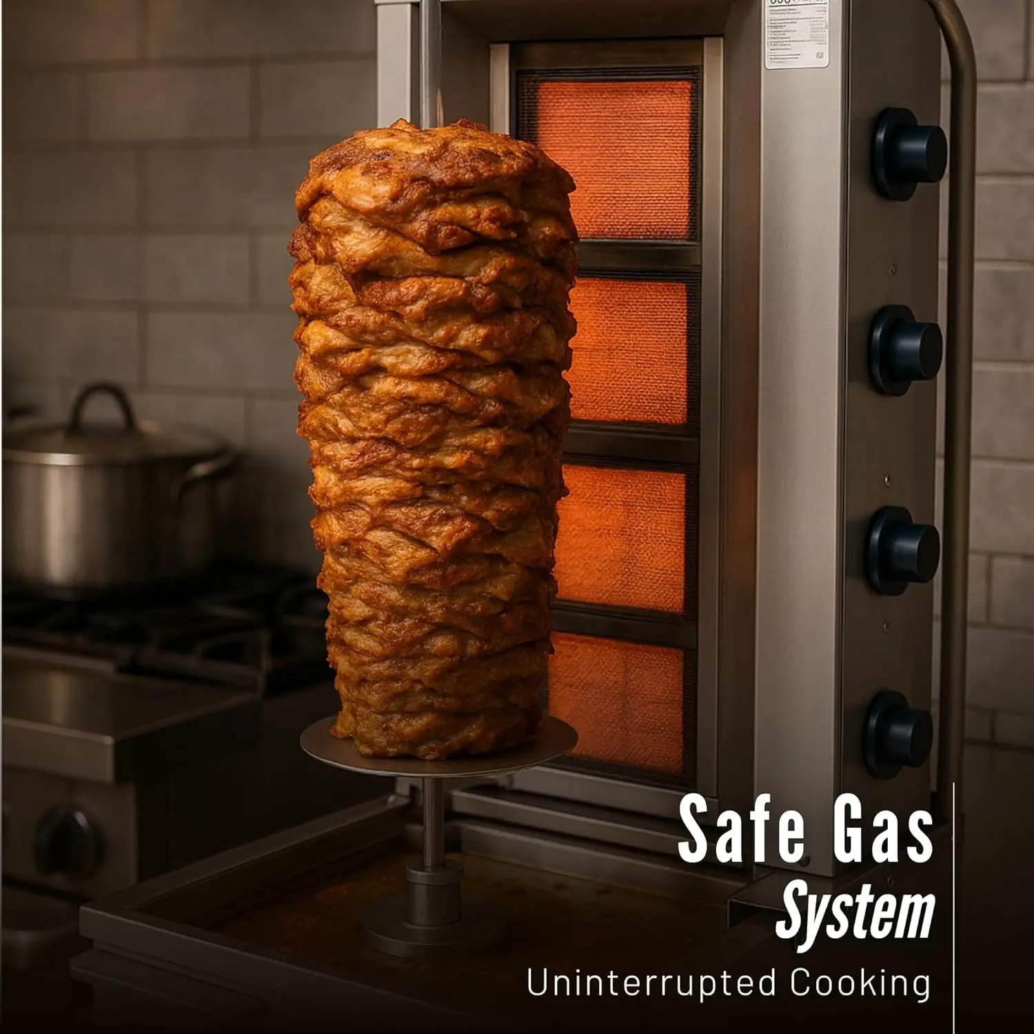4 Burner Vertical Rotisserie Grill Cooker Commercial Turkish Doner Kebab Machine For Kitchen Restaurant