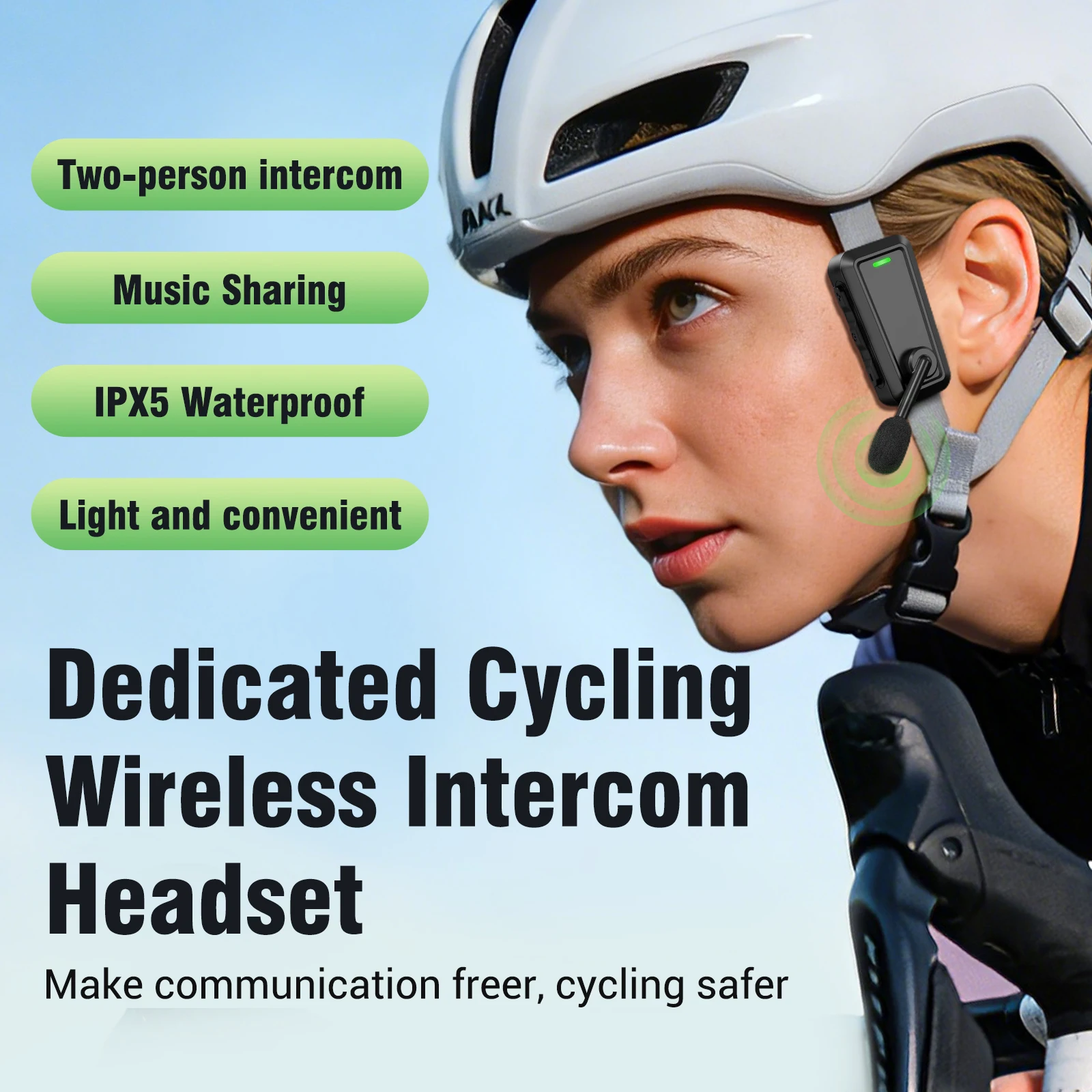 Bluetooth-compatible Helmet Intercom Headset IPX5 Waterproof 520m Range Cycling Walkie Talkie Earphone
